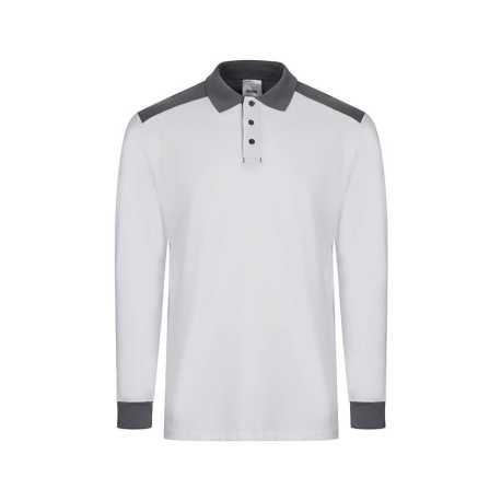 Pánska polokošeľa (VELILLA LONG SLEEVE TWO-TONE STRETCH POLO SHIRT) > biela / šedá > 2XL
