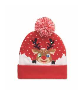 Vianočná čiapka s LED svetlom > červená