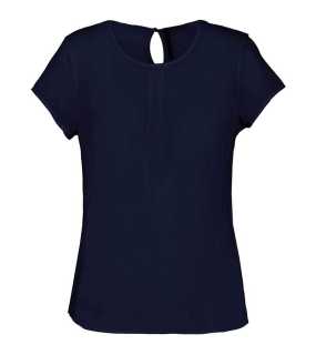Dámska blúzka (KARIBAN LADIES' SHORT-SLEEVED CREPE BLOUSE) > modrá(deep sea) > 36