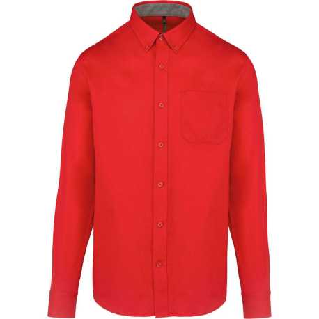 Pánska košeľa (Kariban MEN'S NEVADA LONG SLEEVE COTTON SHIRT) > červená > S