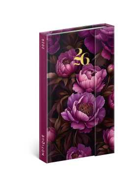 Diár (Magnetický diár 2026) - 13 x 21 cm  > fialové kvety > týždenný A5