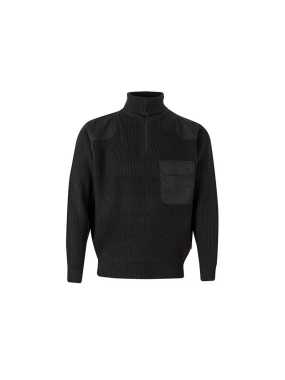 Pánsky sveter (VELILLA QUARTER ZIP KNITTED JUMPER) > čierna > L