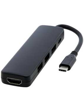 Loop Multimediální adaptér USB 2.0-3.0 s portem HDMI z recyklovaného plastu>čierna(solid)