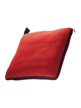 Flísová deka (180×120cm) a vankúš (31×30cm) v jednom > červená