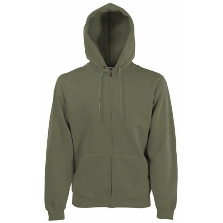 Pánska mikina (FRUIT OF THE LOOM Hooded Sweat Jacket ) > zelená (olive) > S