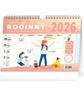 Nástenný kalendár (Týždenný rodinný plánovací s háčikom CZ/SK 2026) - 30 x 21 x 1 cm