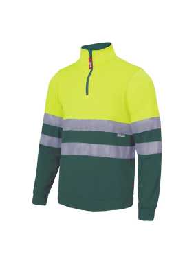 Pánska mikina (VELILLA HV TWO-TONE SWEATSHIRT) > zelená / žltá (hi-vis) > 5XL