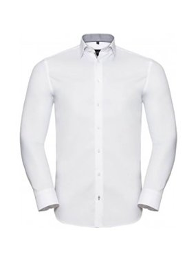 Pánska košeľa (RUSSELL HERR.SHIRT LSL) > biela / strieborná / šedá (convoy) > L