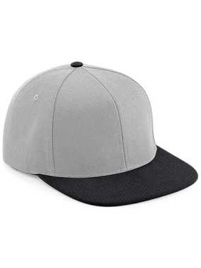 6 panelová-unisex šiltovka(Beechfield Original Flat Peak 6 Panel Snapback Cap)>šedá/čierna
