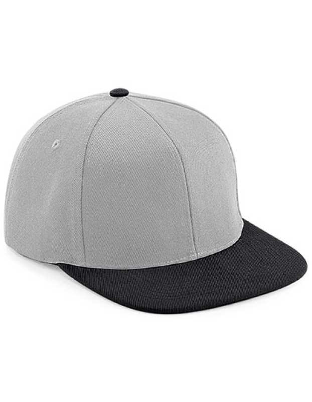 6 panelová-unisex šiltovka(Beechfield Original Flat Peak 6 Panel Snapback Cap)>šedá/čierna