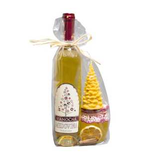Vianočné darčekové balenie Vianočná medovina 500ml, kvetový med 250g amfora, sviečka