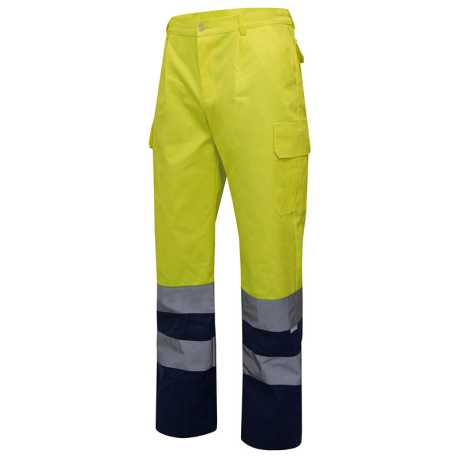 Pánske nohavice (VELILLA HV TWO-TONE TROUSERS) > modrá (marine) / žltá (hi-vis) > L