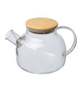 Sklenený džbán s bambusovým viečkom, 1 000 ml > transparentná