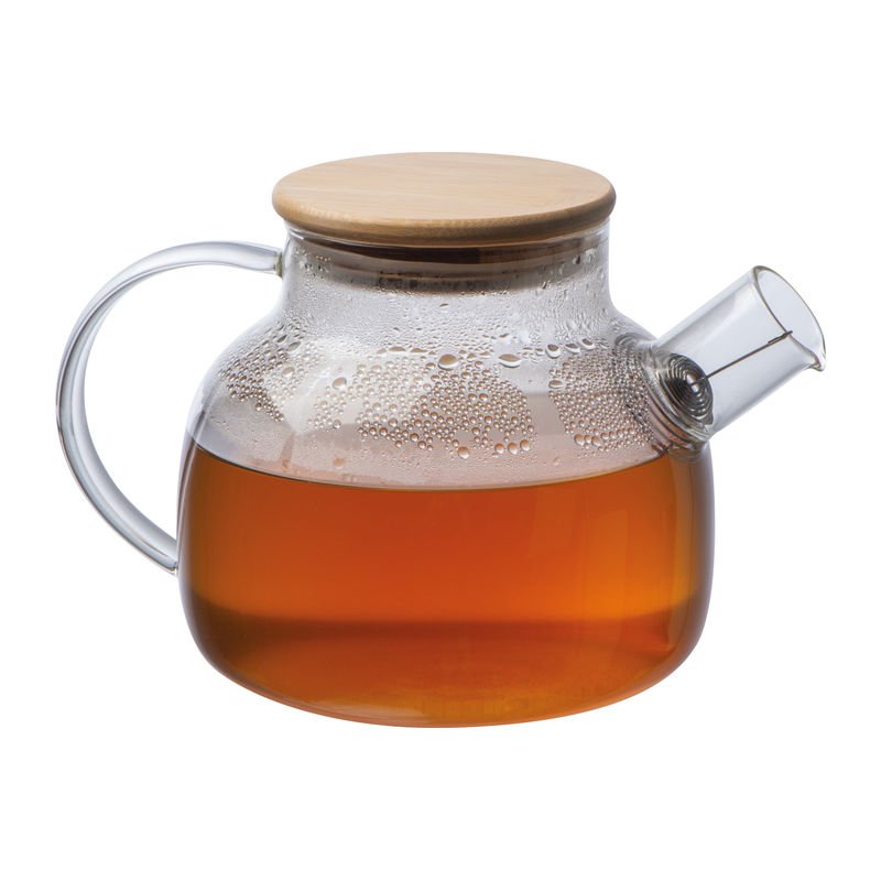 Sklenený džbán s bambusovým viečkom, 1 000 ml > transparentná