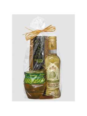 Vianočný darčekový set Staroslovanská medovina 180ml, Agátový med 250g, Ovocný čaj 100g