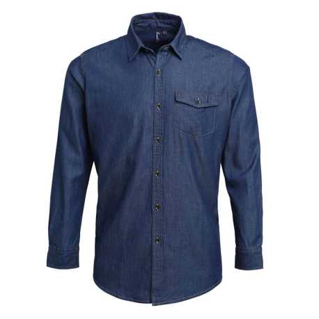 Pánska košeľa (PREMIER MEN’S JEANS STITCH DENIM SHIRT) > modrá (indigo denim) > XS