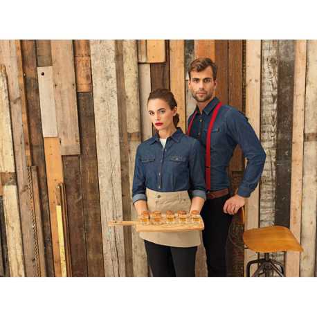 Pánska košeľa (PREMIER MEN’S JEANS STITCH DENIM SHIRT) > modrá (indigo denim) > XS