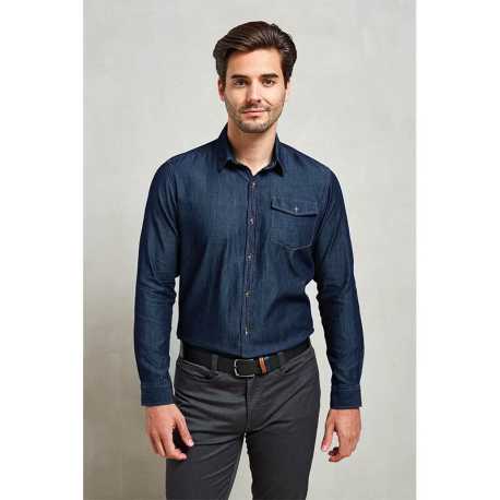Pánska košeľa (PREMIER MEN’S JEANS STITCH DENIM SHIRT) > modrá (indigo denim) > XS