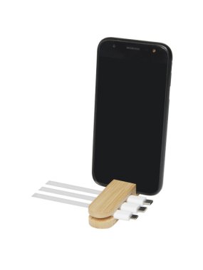 Organizér kabelů Edulis z bambusu>biela (off)