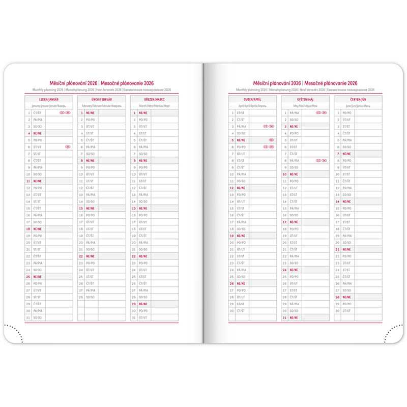 Diár (Ajax 2026) - 15 x 21 x 3 cm  > zlatá > denný A5