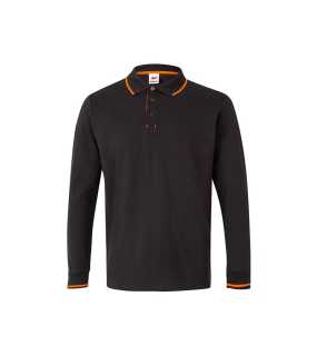 Pánska polokošeľa (VELILLA LS TWO-TONE POLO) > čierna / oranžová (hi-vis) > XS