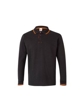 Pánska polokošeľa (VELILLA LS TWO-TONE POLO) > čierna / oranžová (hi-vis) > L