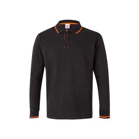 Pánska polokošeľa (VELILLA LS TWO-TONE POLO) > čierna / oranžová (hi-vis) > 2XL