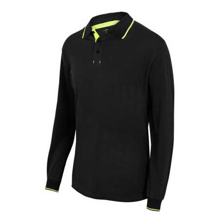 Pánska polokošeľa (VELILLA LS TWO-TONE POLO) > čierna / žltá (hi-vis) > 2XL
