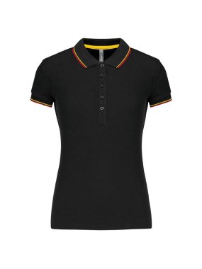 Dámska polokošeľa(KARIBAN LADIES' SHORT SLEEVE POLO) > čierna / červená / žltá > M
