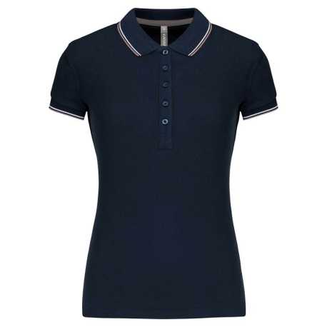 Dámska polokošeľa(KARIBAN LADIES' SHORT SLEEVE POLO)>modrá(navy) / šedá(light) / biela>L