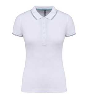 Dámska polokošeľa(KARIBAN LADIES' SHORT SLEEVE POLO)>biela / modrá (sky) / šedá (light)>M