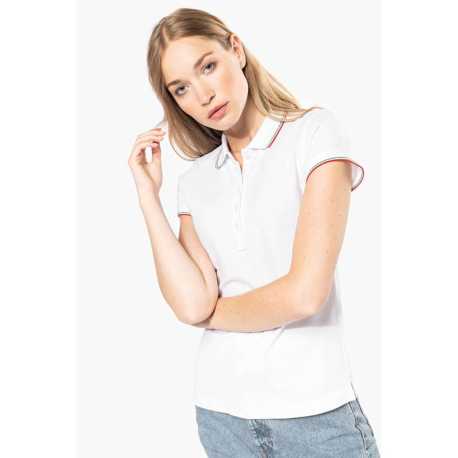 Dámska polokošeľa(KARIBAN LADIES' SHORT SLEEVE POLO)>čierna / šedá (light) / biela>M