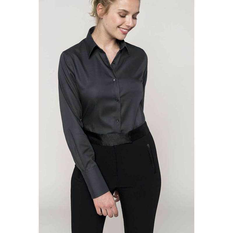 Dámska košela (KARIBAN LADIES LONG SLEEVE SHIRT) > sivá (zinc) > 3XL