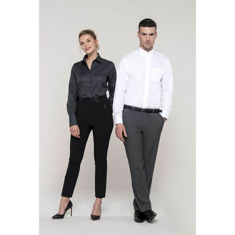 Dámska košela (KARIBAN LADIES LONG SLEEVE SHIRT) > sivá (zinc) > 3XL