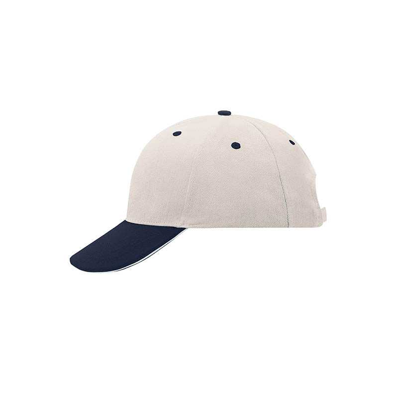 6 panelová šiltovka (MB 6 Panel Sandwich Cap) > béžová / modrá (navy) / béžová