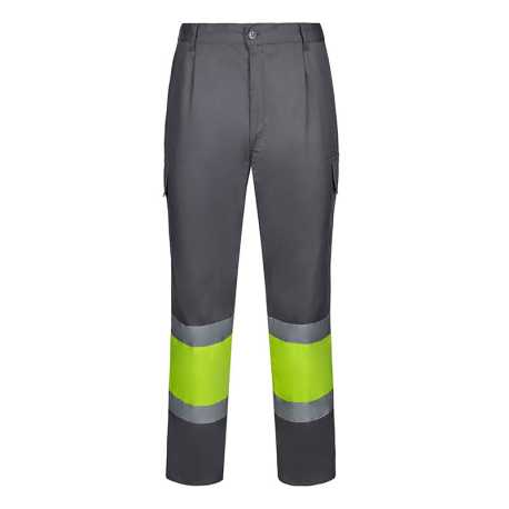 Pánske nohavice (VELILLA HV TWO-TONE TROUSERS) > šedá / žltá (hi-vis) > S