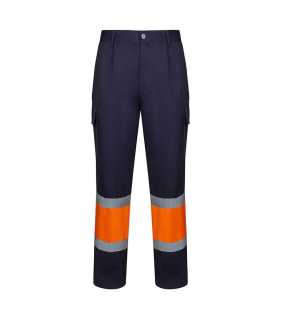 Pánske nohavice (VELILLA HV TWO-TONE TROUSERS) > modrá (marine) / oranžová (hi-vis) > M
