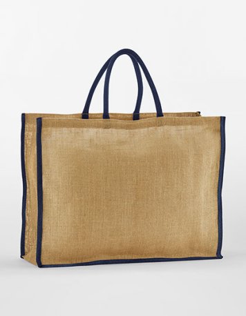 Nákupná taška (WM Natural Starched Jute Market Shopper) > béžová (natural) / modrá (navy)