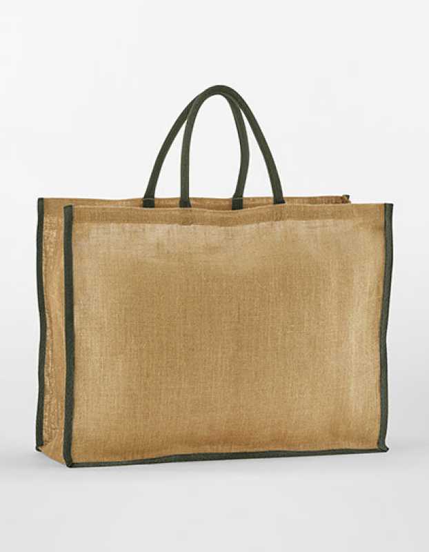Nákupná taška (WM Natural Starched Jute Market Shopper)>béžová (natural) / zelená (olive)