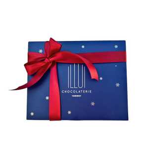 Vianočná bonboniéra tmavomodro – zlatá na 12 praliniek