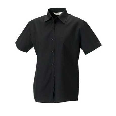 Dámska košeľa(Short Sleeve PolyCotton Easy Care Poplin RUSSELL) > čierna > 2XL