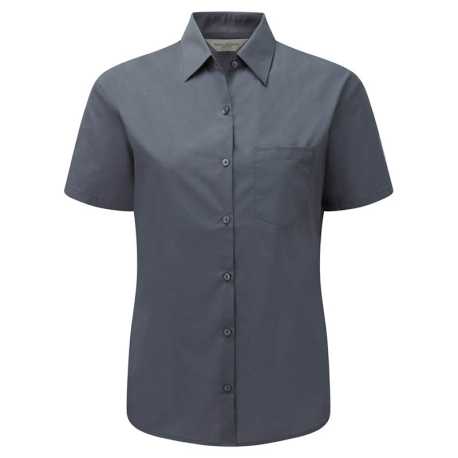 Dámska košeľa(Short Sleeve PolyCotton Easy Care Poplin RUSSELL) > šedá(convoy) > XS