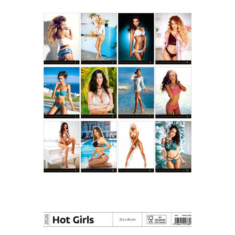 Nástenný kalendár (Hot Girls 2026) - 31,5 x 52 cm