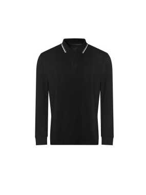 Unisex polokošeľa (Just Polos LONG SLEEVE TIPPED 100 POLO) > čierna (deep) / biela > XL
