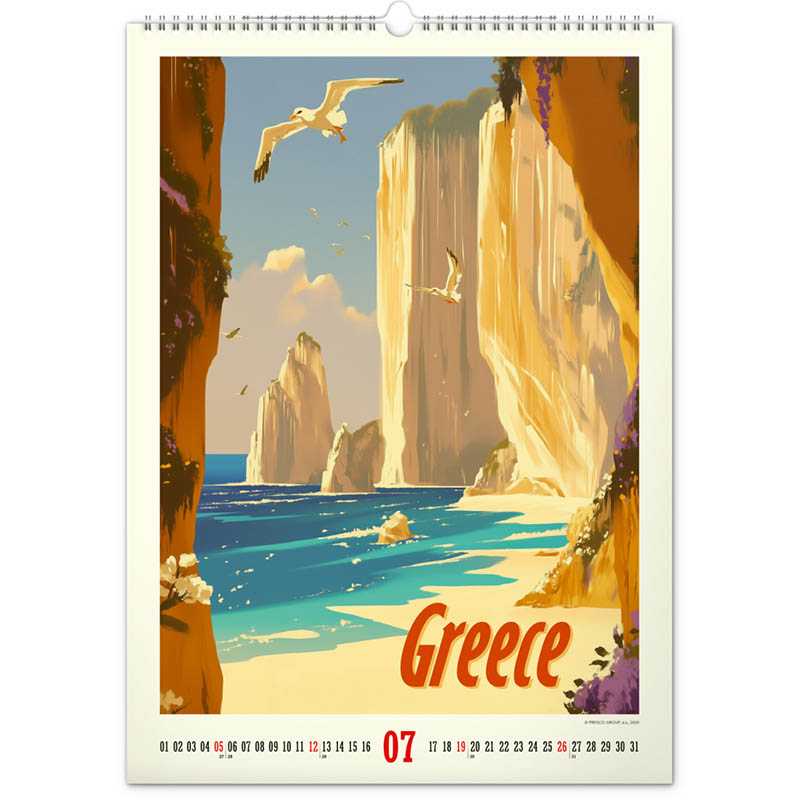 Nástenný kalendár (Vintage plagáty – tropické raje 2026) - 33 x 46 x 1 cm