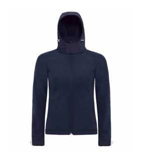 Dámska softshell bunda (B&C HOODED SOFTSHELL/WOMEN) > modrá (navy) > M