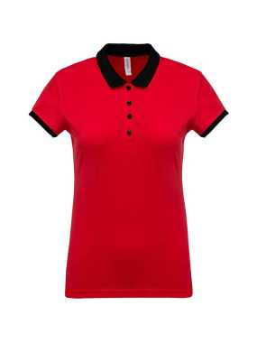 Dámska polokošeľa (Kariban"LADIES' TWO-TONE PIQUÉ POLO SHIRT")>červená / čierna>L