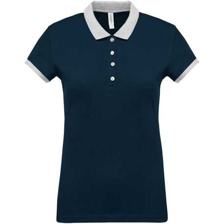 Dámska polokošeľa(Kariban"LADIES' TWO-TONE PIQUÉ POLO")>modrá(navy)/šedá(oxford)>2XL