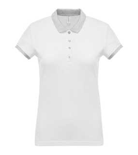 Dámska polokošeľa (Kariban"LADIES' TWO-TONE PIQUÉ POLO SHIRT")>biela / šedá (oxford)>M