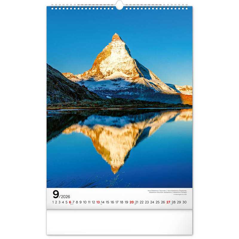 Nástenný kalendár (Hory 2026) - 33 x 46 x 1 cm